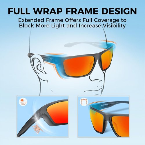 KastKing Huzzah Polarized Sport Sunglasses - UV Protection for Men & Women | Perfect for Driving, Fishing & Cycling
