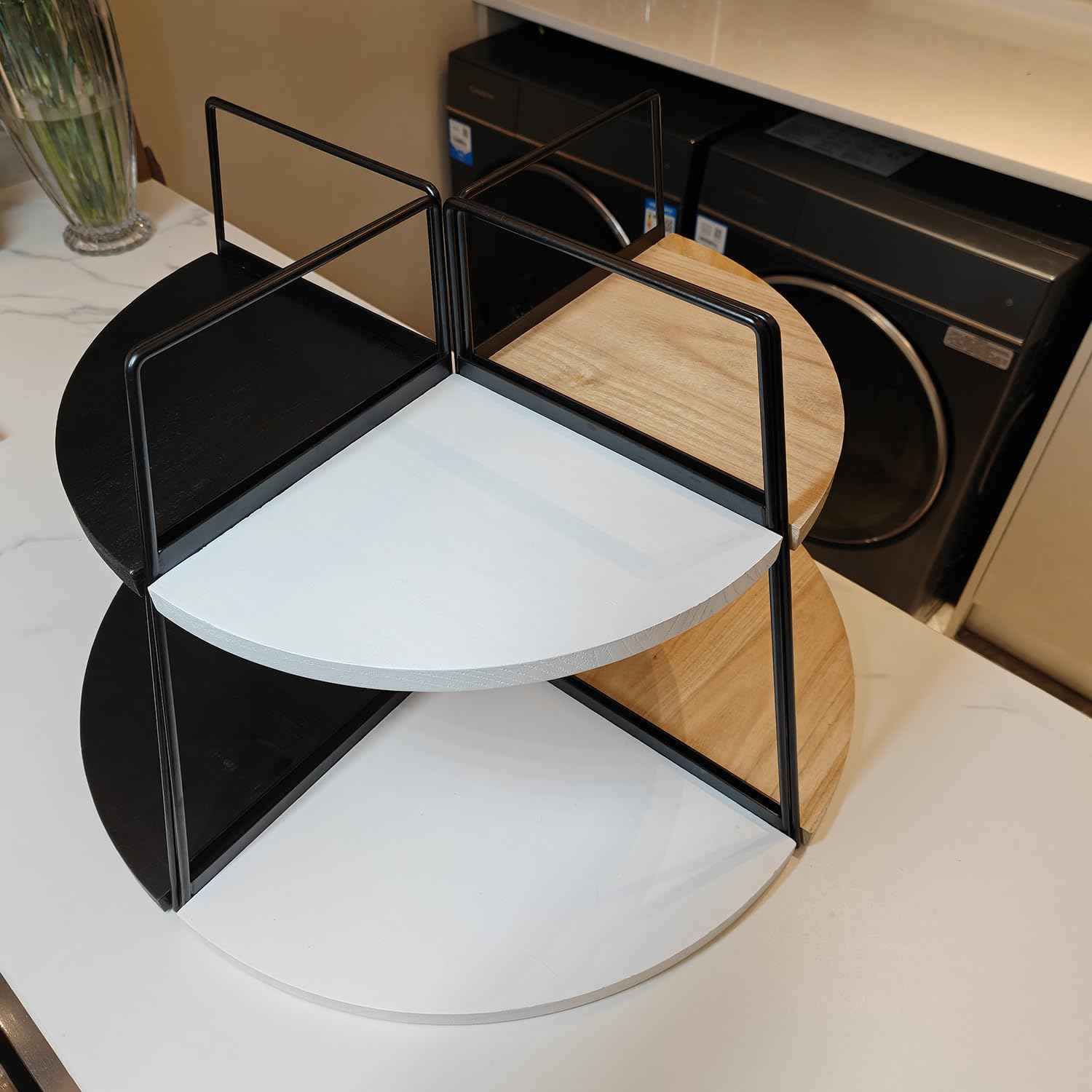 2 Tier Bathroom Counter Organizer,Standing Rack Cosmetic Holder,Wood Bathroom Organizer,Vanity Organizer Bathroom Counter Tray,for Bathroom,Bedroom (White)