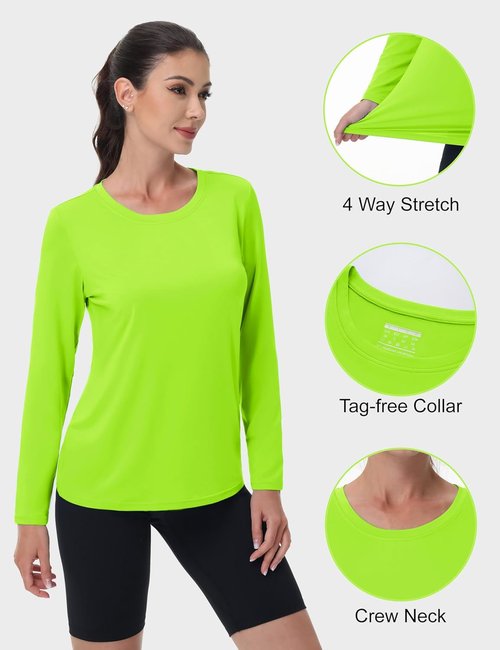 MAGCOMSEN SPF Long Sleeve Shirts for Women - Quick Dry Lightweight Athletic Tops for Running & Hiking