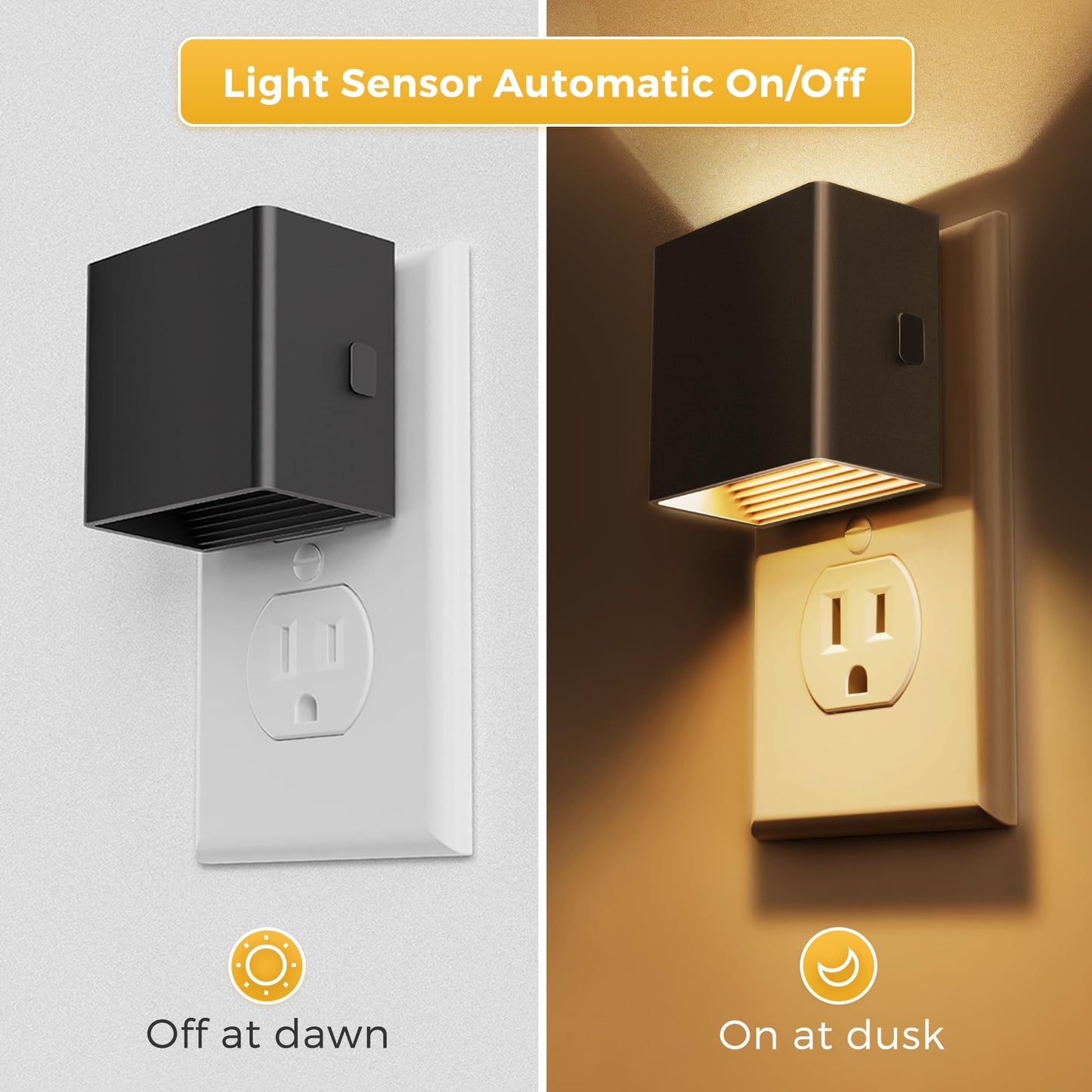 L LOHAS LED Night Lights Plug into Wall,[2-Pack] Plug in Night Light with Dusk to Dawn Sensor,Brightness Adjustable,3000K Warm White,Dimmable Nightlight for Adults Bathroom Hallway Kitchen