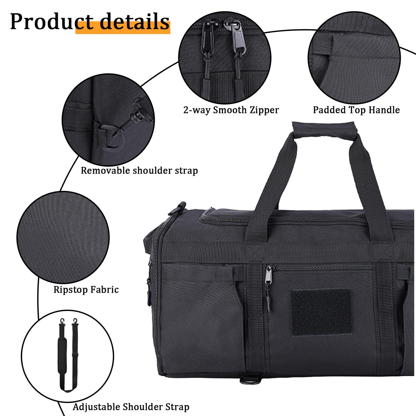Greencity Gym Bag Duffel Bag with Shoe Compartment for Men Sports Duffels Bag Fitness (Black)