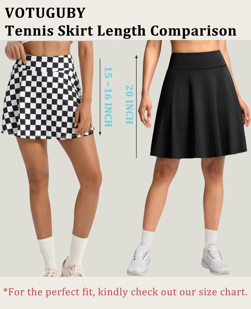 VOTUGUBY Women's Tennis Skirt Pleated Athletic Skirt with Shorts Pocket High Waisted Checkered Golf Skort for Workout Pickleball L