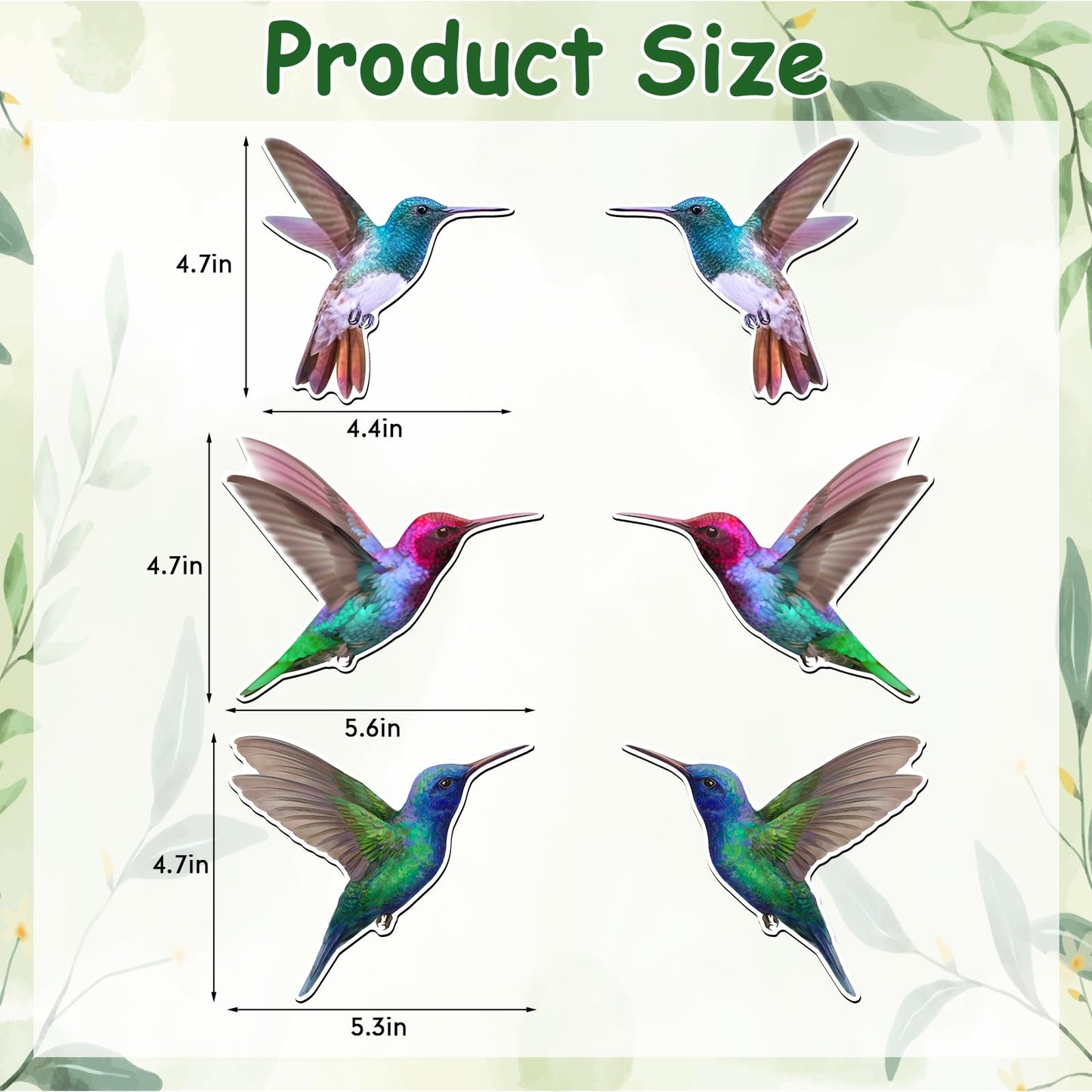 Konohan 3 Pairs Hummingbird Screen Door Magnets Double Sided Patio Flexible Magnetic Screen Saver Decorative Retractable Window Magnetic Decals for Sliding Patio Door (Bright)