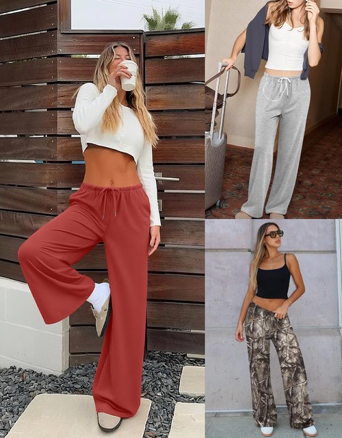 LYHIPSS Sweatpants Women Baggy Wide Leg Lounge Casual Pajama Sweat Pants Black M