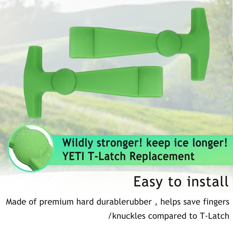 Poweka Cooler Latches Replacement for Yeti, RTIC, Lid Latch Parts(2 Pack) Compatible with Yeti Coolers T-Latches Made of Premium Hard Durable Rubber (Green)