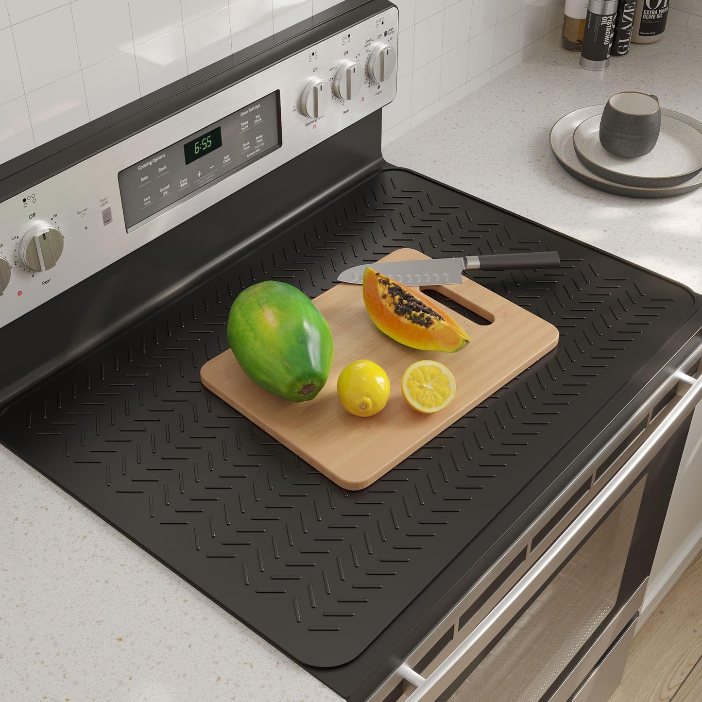 GUDEYIHE Stove Top Covers for Electric Stove, Thickened Premium Silicone Stove Mat for Glass Top Stove, 28 x 20 Glass Stove Top Cover Protector, Oven Range Top Cover, XL Dish Drying Mat