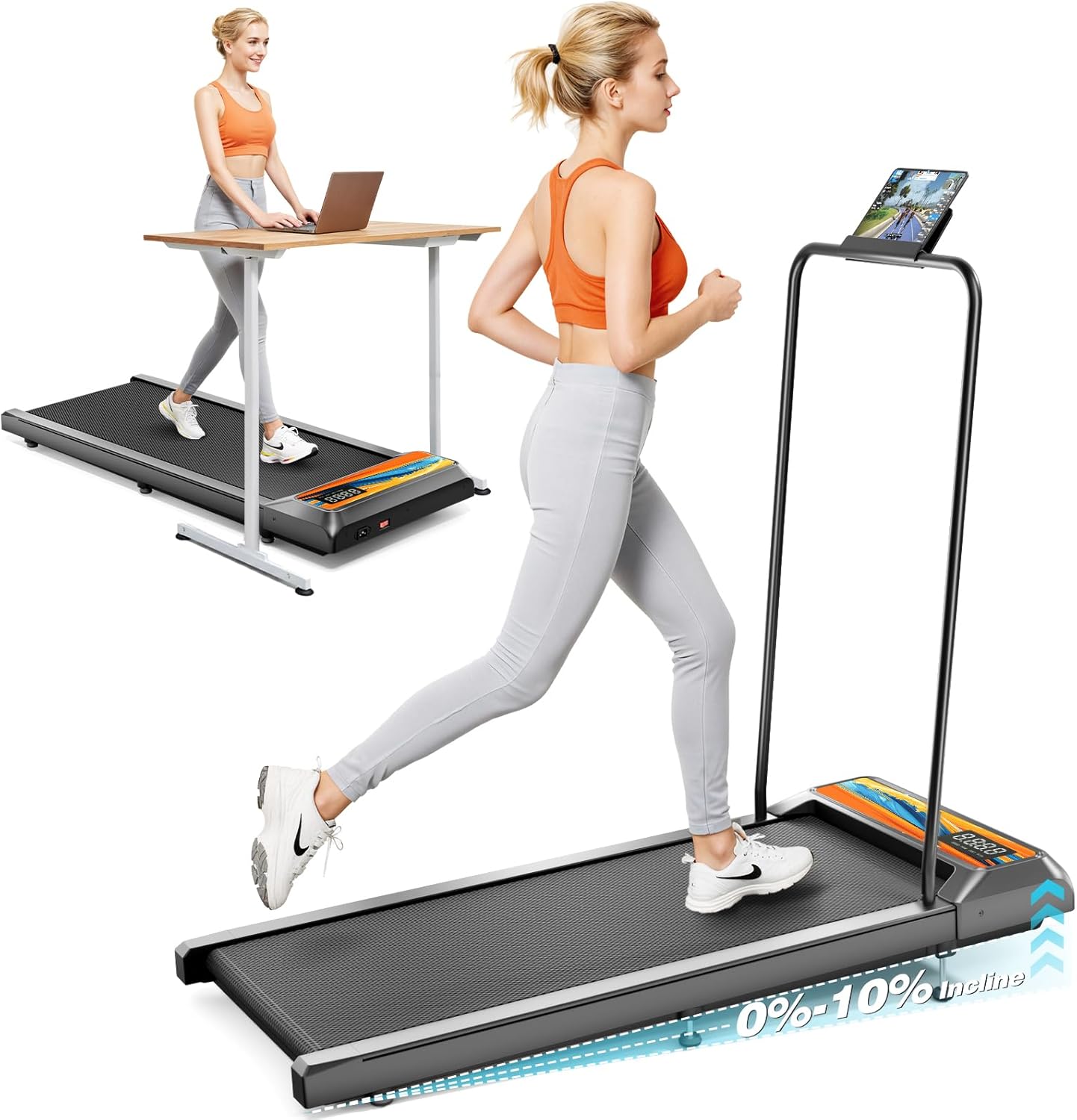 Skiennix Walking Pad Treadmill - 10% Incline for Enhanced Home Workouts