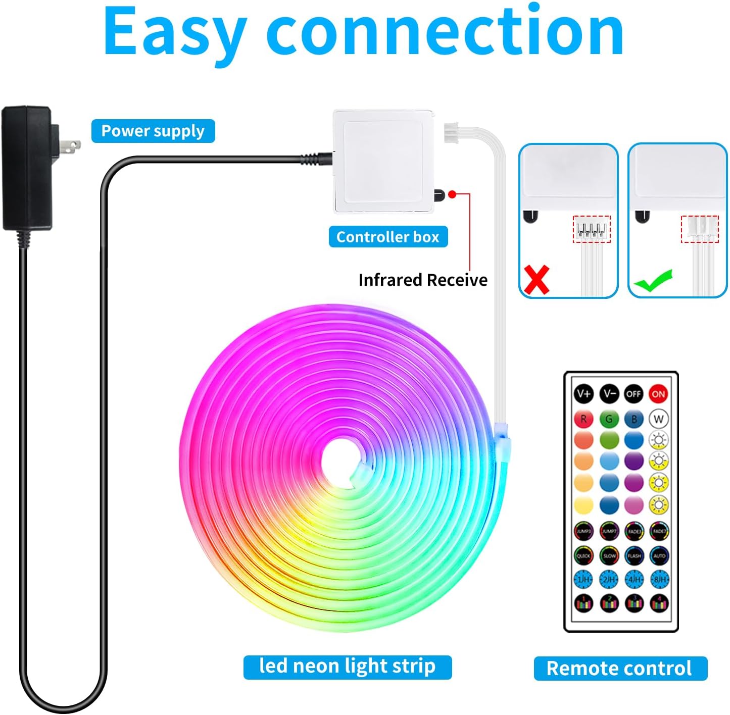 50ft RGB LED Neon Rope Lights with Remote & APP Control - Waterproof Flexible Strip for Bedroom & Outdoor Décor