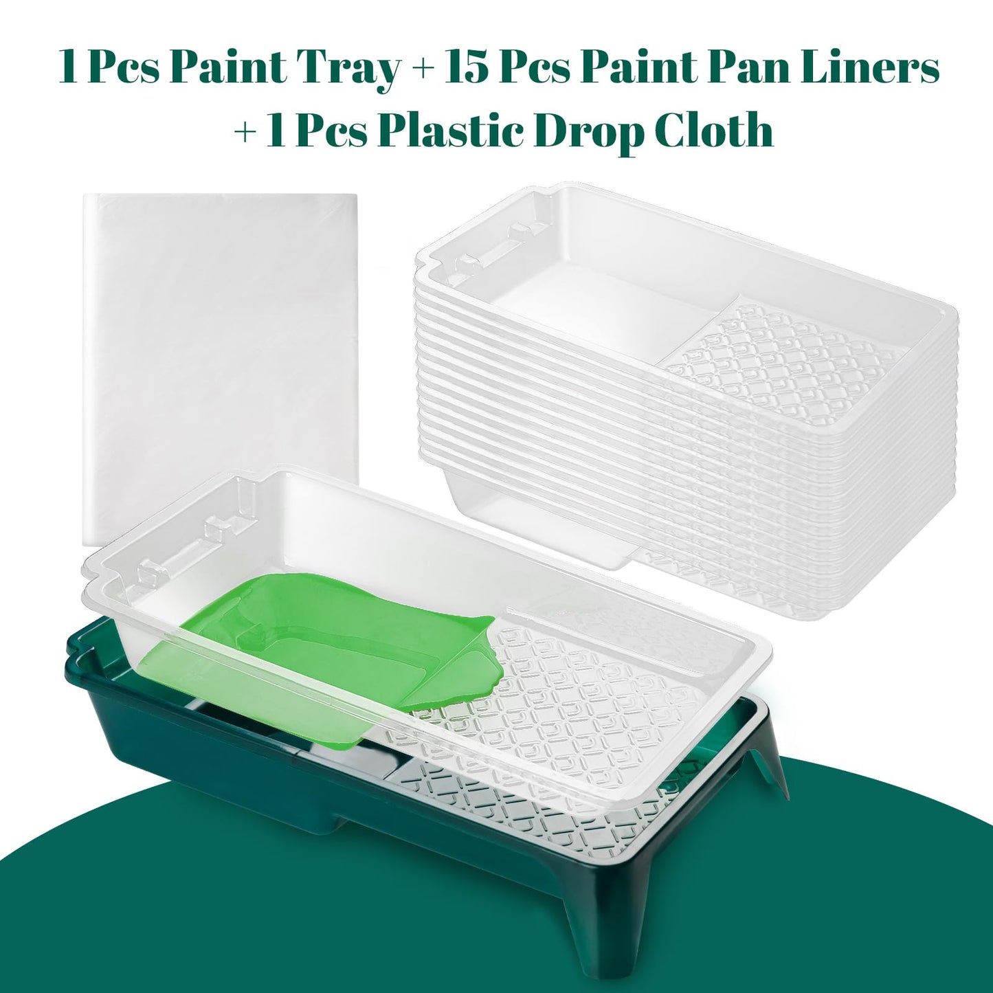 YiBaiBrush Paint Tray Liner, 4 Inch Paint Roller Tray with 15 Pcs Disposable Paint Liners, Small Paint Tray Set, Plastic Paint Pan, Easy to Clean House Painting Supplies for Walls, DIY Projects