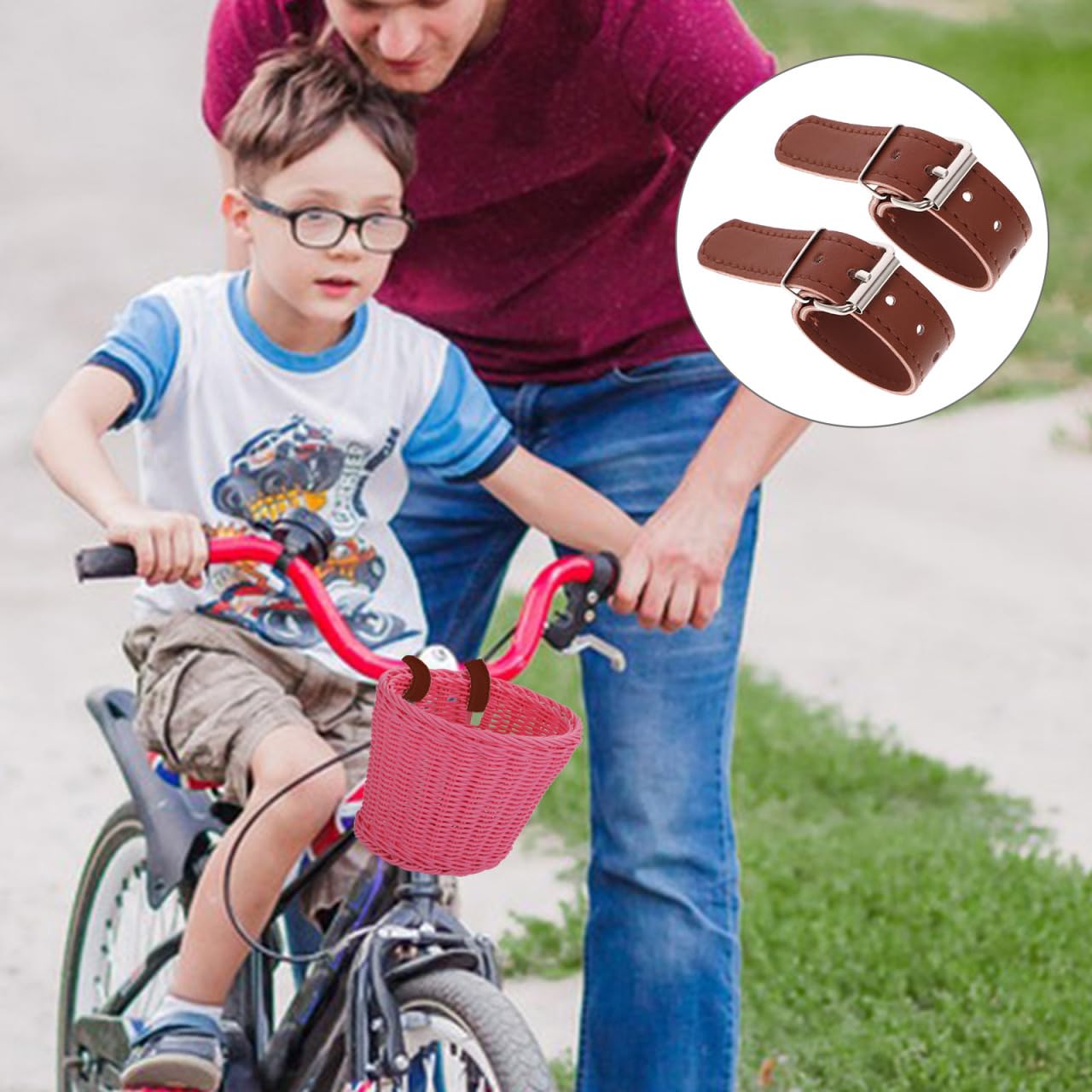 Toddmomy Adjustable Bike Basket Straps 2Pcs Pu Leather Front Handlebar Storage Belt for Bicycle Fastening Straps Outdoor Cycling Accessories 8.85In Length