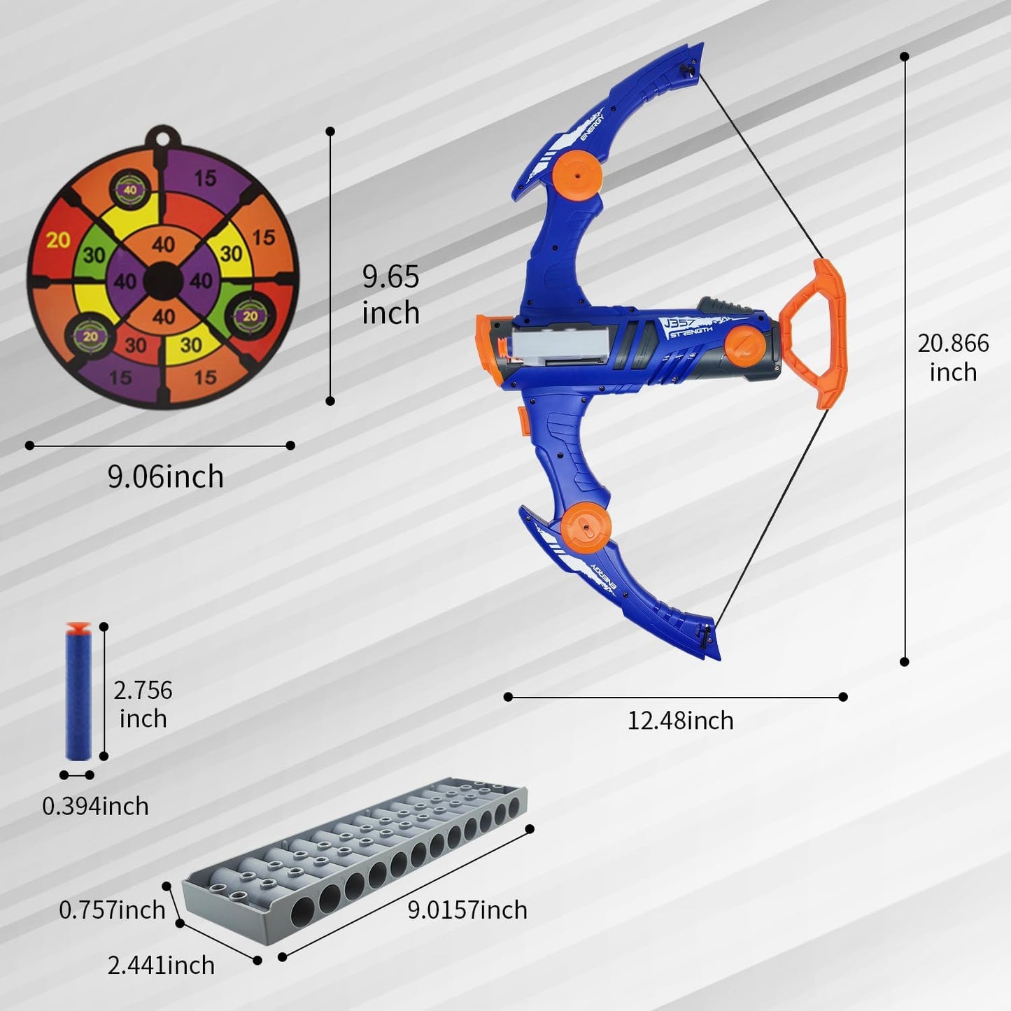 Skiennix Toy Bow and Arrow Set - 12-Dart Clip Foam Archery with 36 Darts, Goggles & Target | Blue Birthday Gift