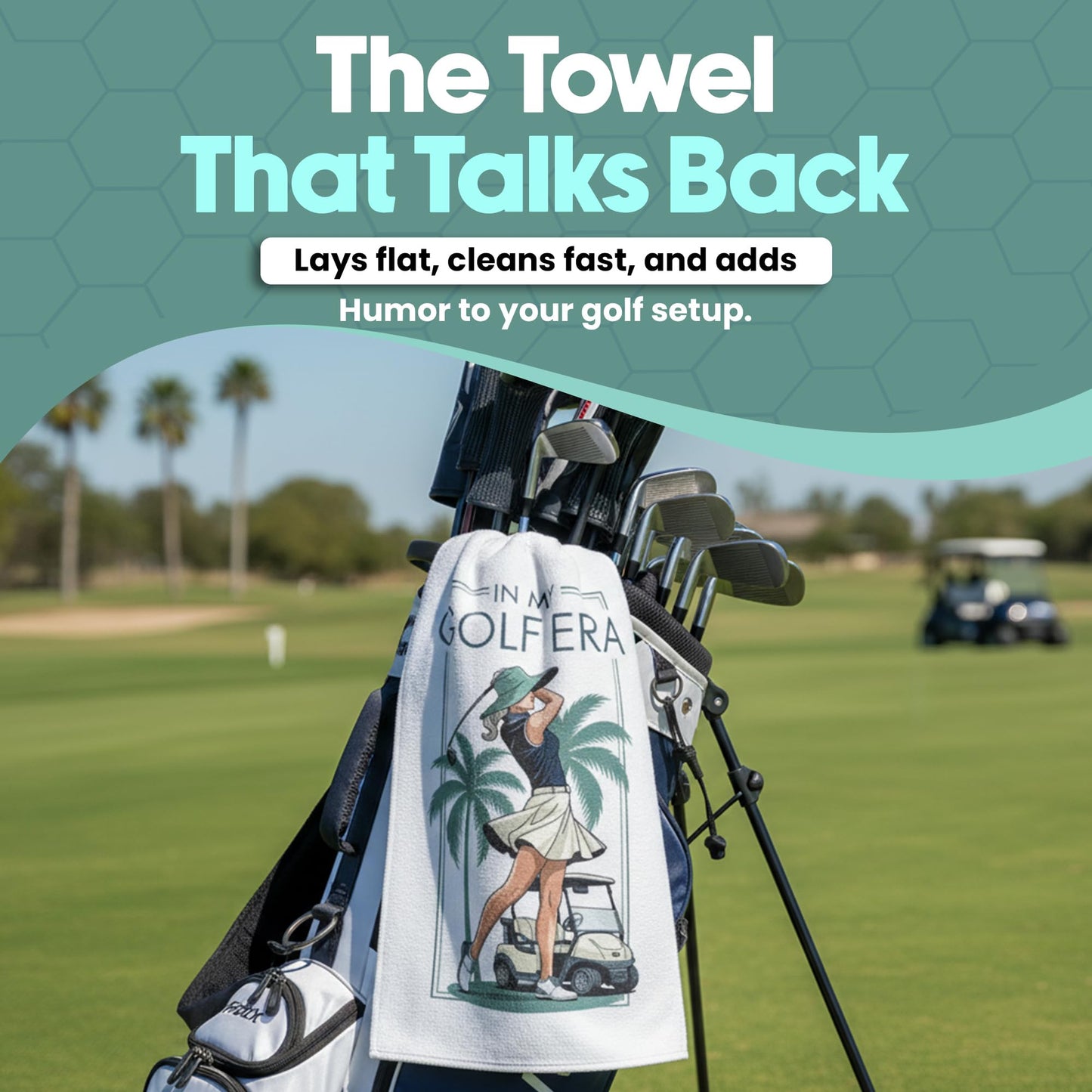K9King in My Golf Era Golf Towel for Women – Stylish Microfiber Golf Towel with Clip Holder – Lightweight, Quick-Dry, Fashionable Gift for Golfers, Ideal Golf Accessories