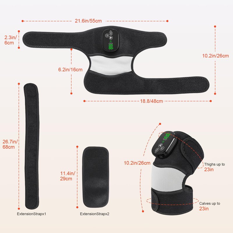 YUANBO Heated Knee Massager with 6 Timer, 3 in 1 Cordless Knee Heating Pad Brace Wrap for Elbow Shoulder Knee Relaxation with 3 Vibration & 6 Heating Modes