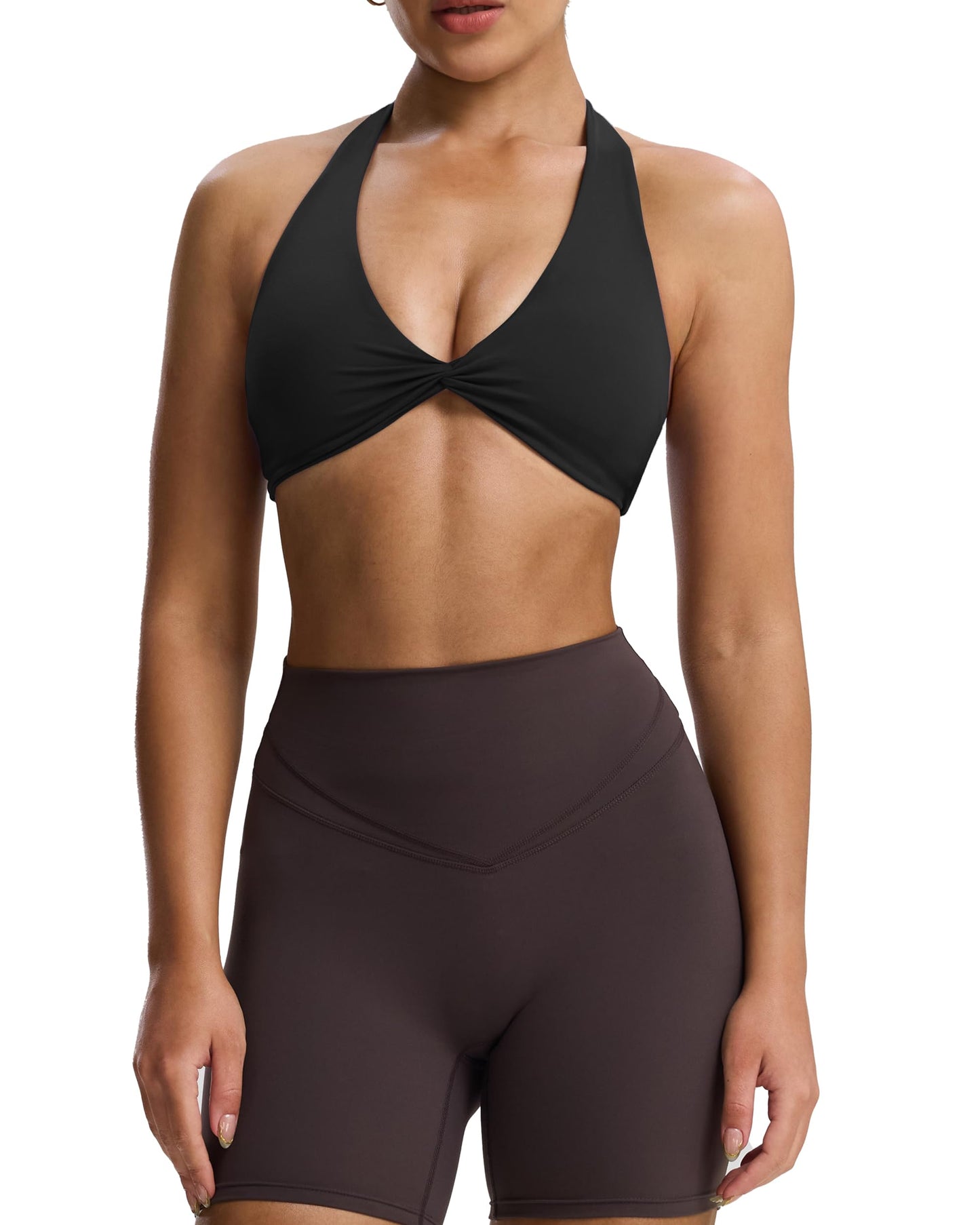 Aoxjox Women's Workout Halter Sport Bras Fitness Rosie Bra Yoga Crop Tank (Black, Small)