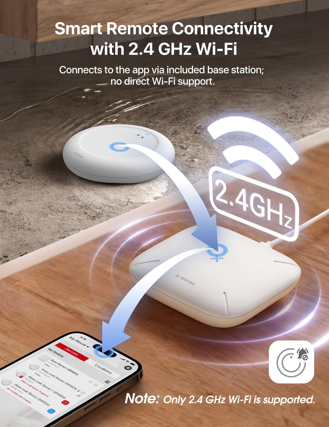 X-Sense Wi-Fi Water Leak Detector Sensor - Model SWS51, Single Pack for SWS54 Kit