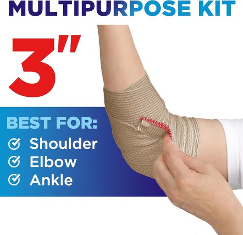 High-Performance Elastic Bandage Wrap - Strong Compression for Legs, Ankles, Wrists & Knees | 6 Pack (2x2in, 2x3in, 2x4in) - Ideal for First Aid & Post-Surgery Recovery