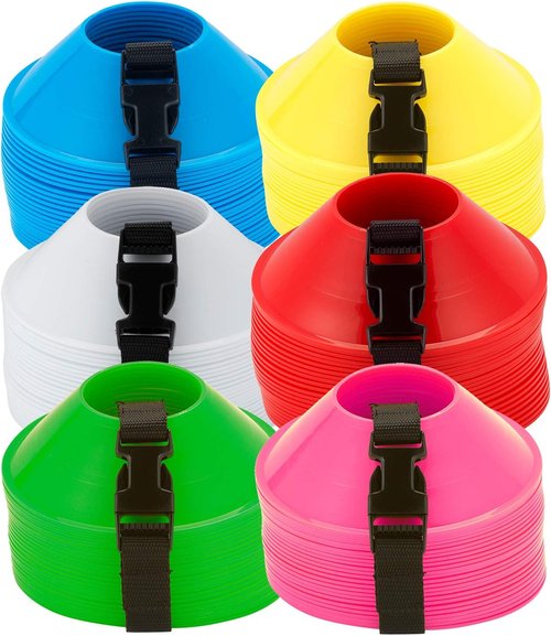American Challenge Mini Disc Cones - 25 Agility Cones for Sports Training | Compact Soccer Cones with Carry Strap
