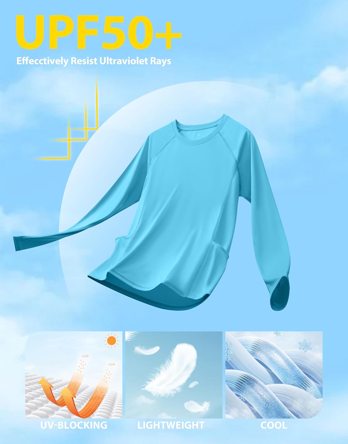 Viodia Women's Rash Guard - UPF 50+ UV Protection Long Sleeve Shirt | Quick Dry Hiking & Swim Top with Pockets