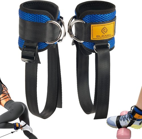 ELEAMY Ankle Straps for Dumbbells - Versatile Foot Attachment for Weight Lifting & Leg Extensions