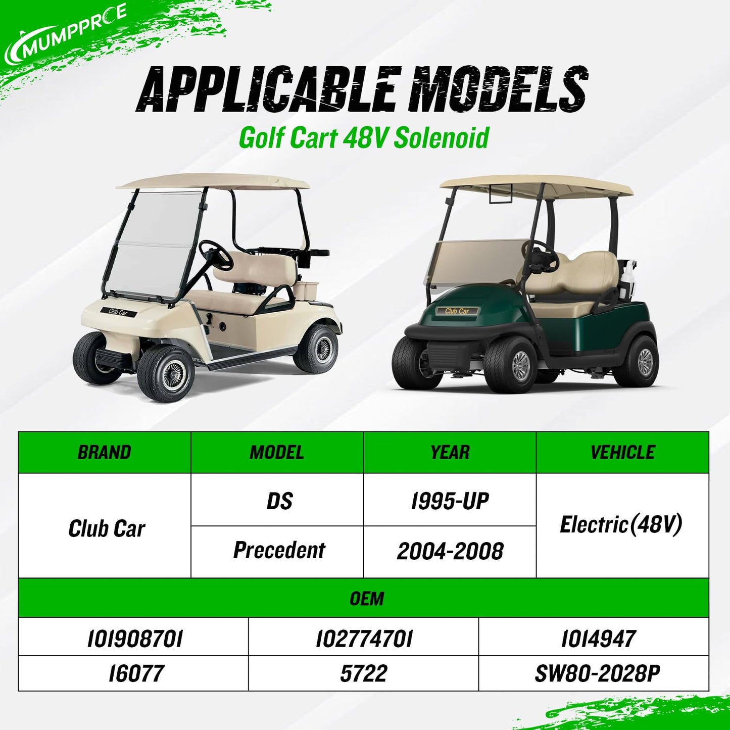 MUMPPRCE 48V Club Car Solenoid with Resistor, 4-Terminal Golf Cart Solenoid Coil for Club Car DS 1995-Up & Precedent 2004-2008 Electric, Replaces OEM 101908701, 102774701, 1014947, SW80-2028P