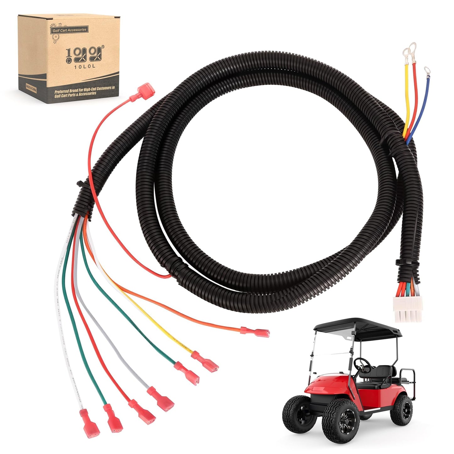 10L0L Golf Cart Control Wiring Harness for EZGO Electric & Gas TXT PDS Models 36V/48V, Replaces OEM 74324-G01 74324-G02