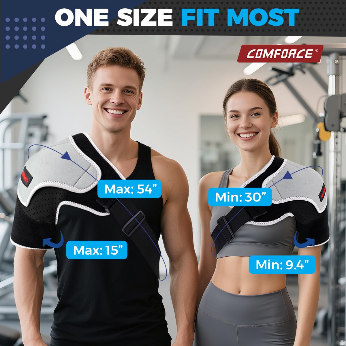 Copper Compression Shoulder Brace, Rotator Cuff Support Brace for AC Joint Pain Relief, Arm Stability, Tendonitis, Shoulder Sleeves for Men and Women, Adjustable Straps Fits Left and Right Arm