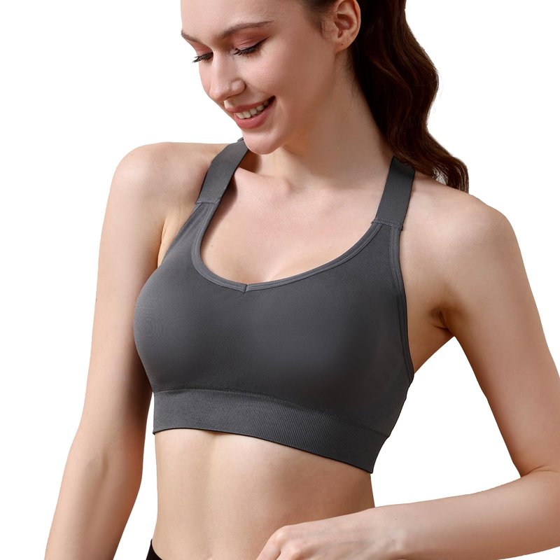 Double Couple Sports Bras for Women Adjustable Medium Impact Racerback Padded Sports Bra for Yoga Gym Fitness Workout