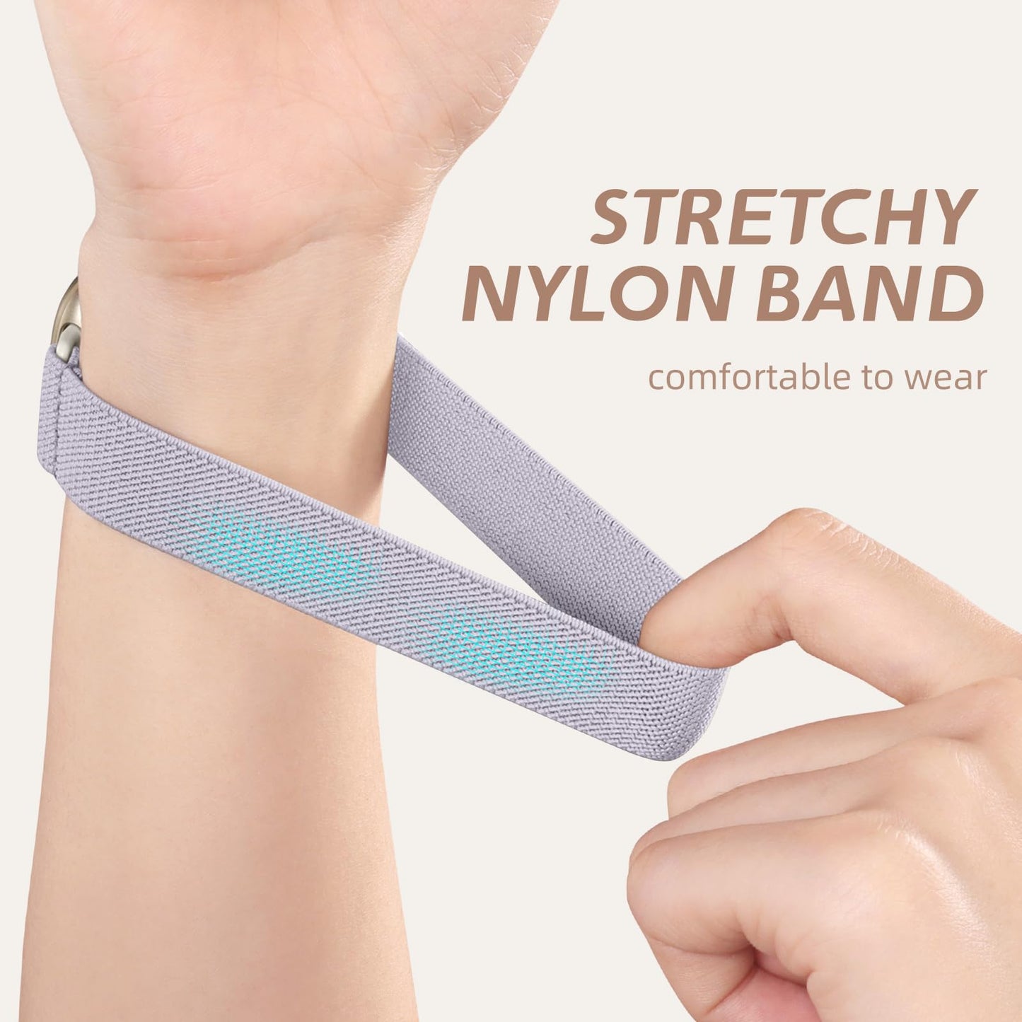 Odbeai Stretchy Strap Compatible with Fitbit Sense 2 Bands/Sense Band, for Versa 4 Bands for Woman/Versa 3 Band, Water-Resistant Adjustable Soft Nylon Elastic Braided Sport Wristbands, 5 Packs