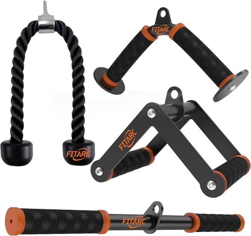 Fitarc Cable Machine Attachment Set - Lat Pulldown & Workout Accessories with Non-Slip Grips | Orange
