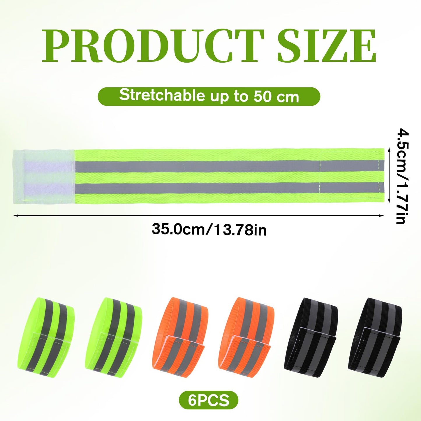 Xelsluthe 6 PCS High Visibility Reflective Bands for Arm Ankle Wrist Leg, Elastic Reflective Armbands, Adjustable Safety Reflector Straps Bracelets for Night Running Gear Walking Cycling, Unisex