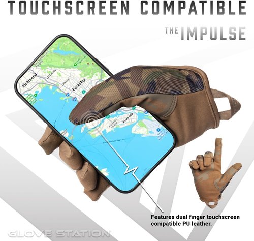 Glove Station Impulse 1.0 Touchscreen Gloves for Men - Suede Leather & Spandex for Motorcycle, Airsoft, Paintball & Work