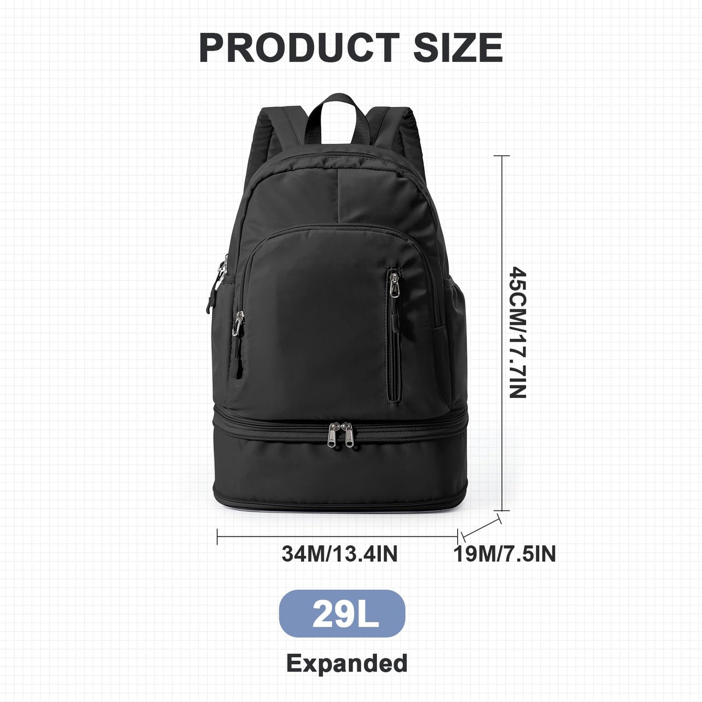 Lendolk Black Gym Backpack for Women Men, Dance Backpacks With Shoe Compartment, Sports Back pack For Yoga Fitness Beach Hiking Sports