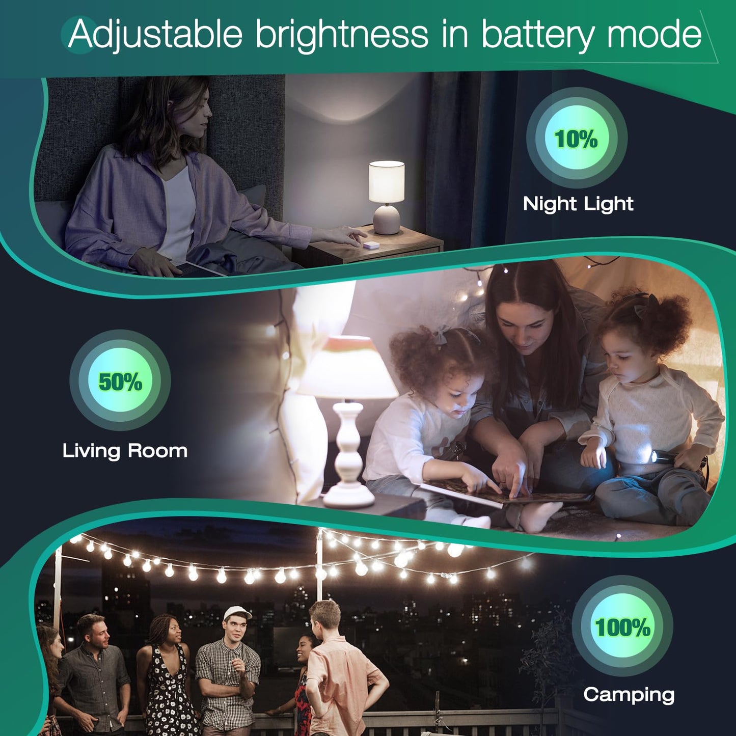 MOSLIAN Emergency-Rechargeable Light Bulb with Hook,Stay Lights Up When Power Failure, 1500mAh 12W 60W Equivalent LED Light Bulbs for Home, Camping, Hiking(E27, with Hook,with Plug Cap) 2 Pack