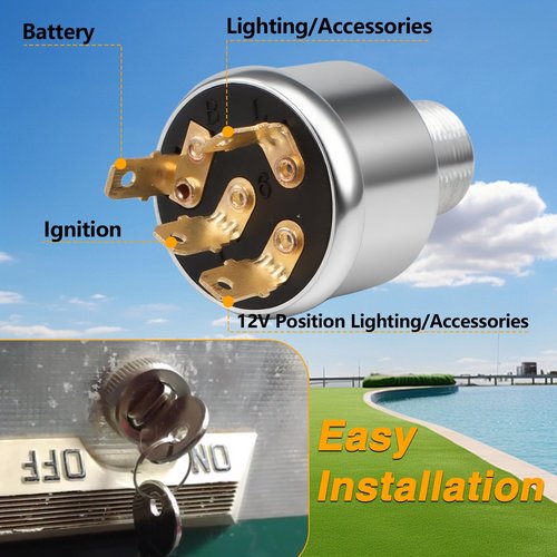 HIMARKLIF Golf Cart Ignition Switch with 2 Key Compatible with EZGO TXT, Medalist, Workhorse, ST, Shuttle, Marathon (1981 and up), 3-Way 4-Terminal Starter Switch Key, Replace# 33639-G01