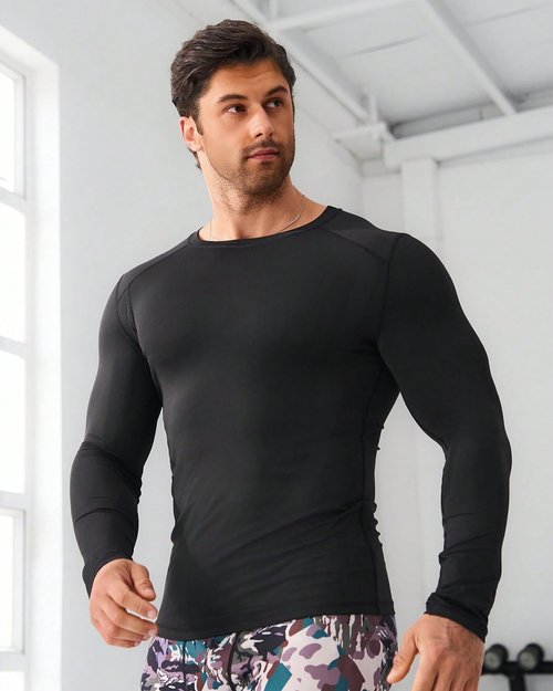 FUXERT Sauna Shirt for Men Long Sleeve Sauna Suit Heat Trapping Workout Shirts Sweat Enhance Vest for Workout Sports(BK XL)