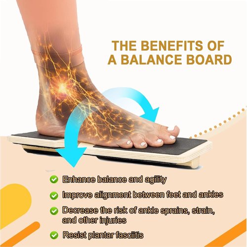Ankle Balance Board - Non-Slip Wood Single Foot Strengthener for Plantar Fasciitis Relief | Physical Therapy