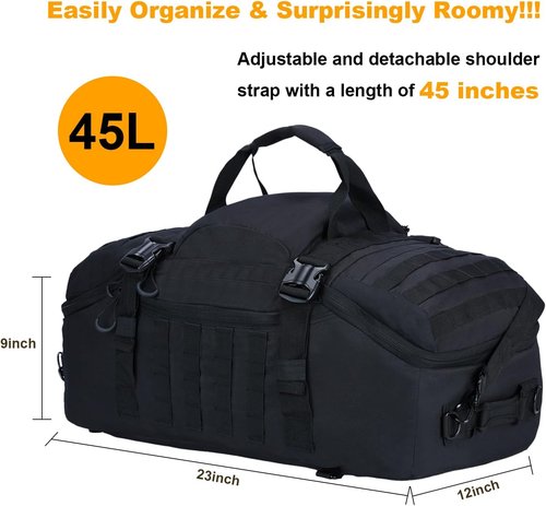 Greencity Travel Duffel Bag - Waterproof Overnight Bag for Men & Women | Available in 30L, 45L, 85L - Black
