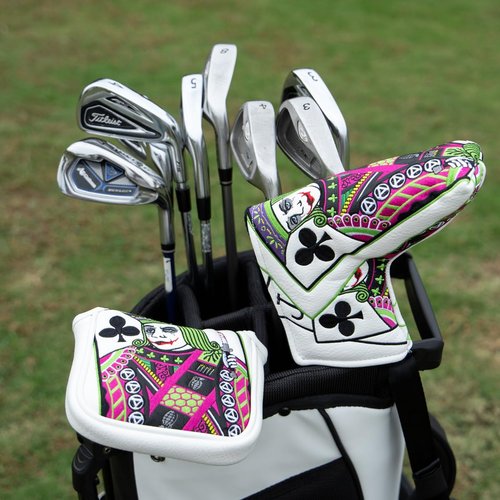 Golf Club Cover Plum Blossom Rider J Driver Covers Fairway Wood Headcover Hybrid Cover Leather 3 Wood Headcovers Mallet Putter Cover Blade Putter Headcover for Most Brand (for Mallet Putter)
