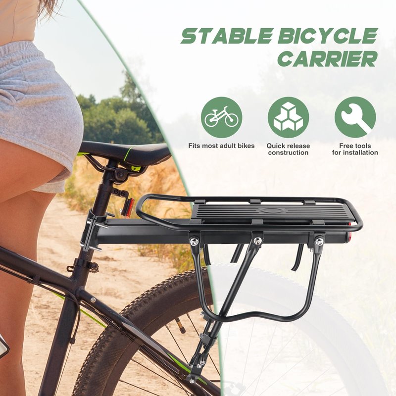 ZUKKA Rear Bike Rack Adjustable Universal Rear Bike Rack 110lbs Load Capacity Quick Release Bike Cargo Rack Luggage Bike Rack Rear Mountain Bike Rack