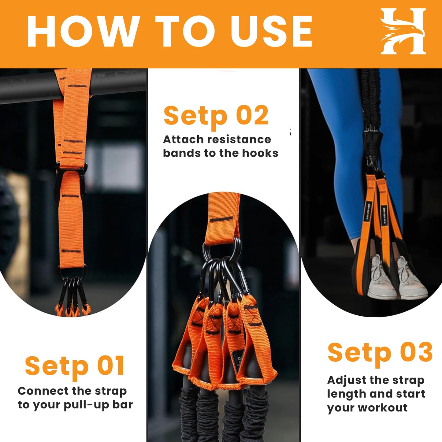 Adjustable Pull Up Assistance Bands with Foot and Knee Support, Heavy Duty Resistance Bands for Pull Up Bar, Full Body Strength Training System for Home Gym, Pull Up Assist Bands with Handles and Bag