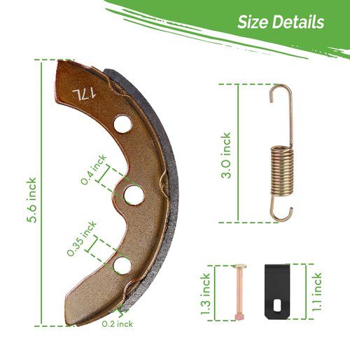 10L0L Golf Cart Brake Shoes Kit for EZGO XI-Serial 1983-1986, for Club Car DS & Carryall (Manual Adjust) 1981-1994, for Yamaha G1 1978-1980, Replace OEM 101146302 101880701
