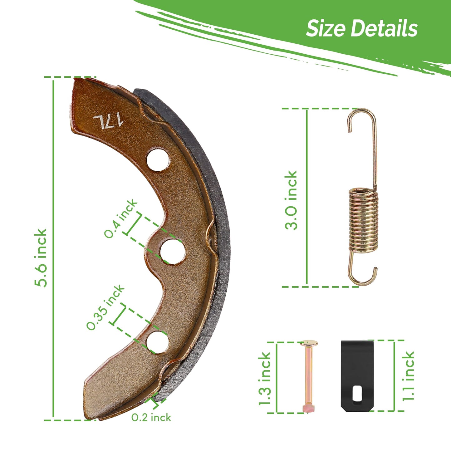 10L0L Golf Cart Brake Shoes Kit for EZGO XI-Serial 1983-1986, for Club Car DS & Carryall (Manual Adjust) 1981-1994, for Yamaha G1 1978-1980, Replace OEM 101146302 101880701
