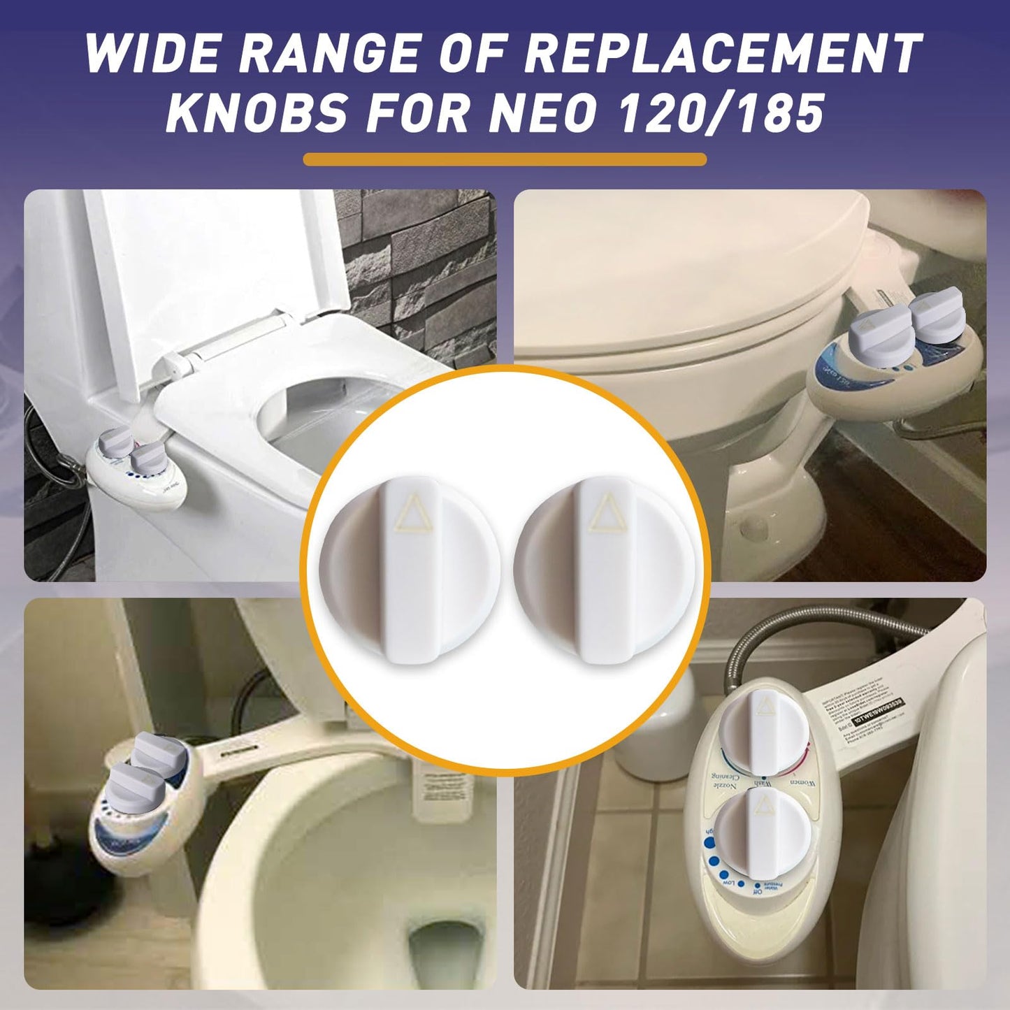2-Pack Replacement Knob for Luxe Bidet Neo 120 & 185, Knob Accessories for Luxe Bidet Neo 120 & 185 (White)
