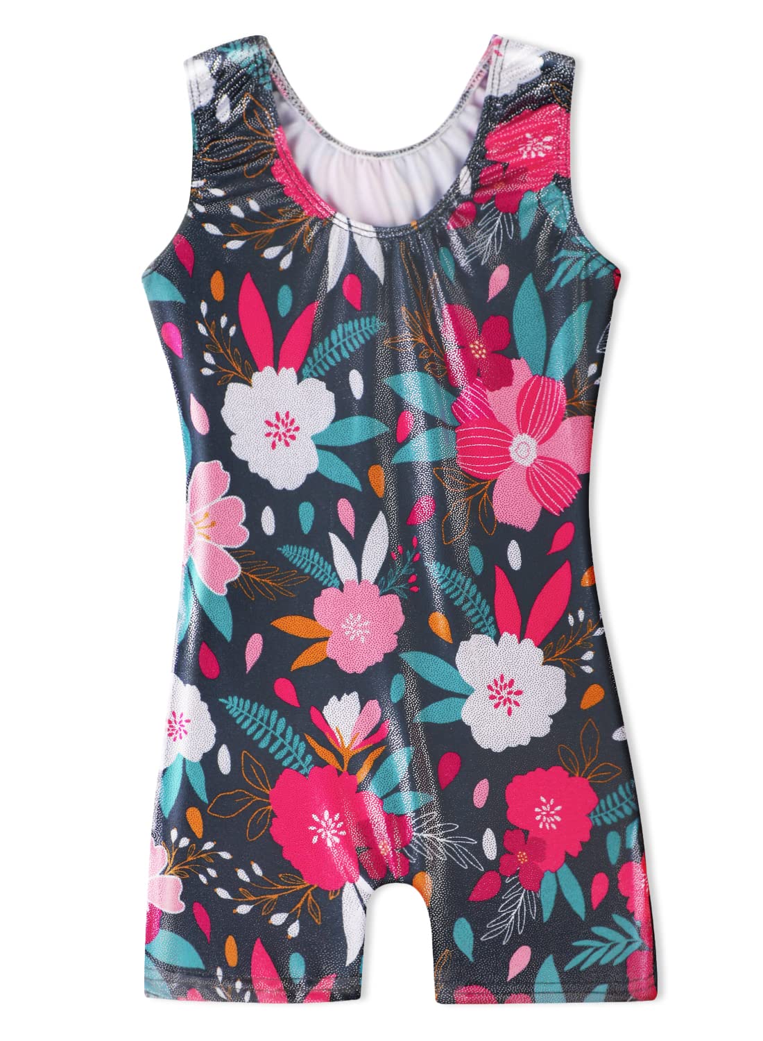 HOZIY Girls Gymnastics Leotards Size 6-7 Year Old with Shorts Biketards Kids Leo Tumbling Outfits Bodysuits Green Flower Hot Pink White Leotardos Para Gimnasia Ninas Clothing Clothes