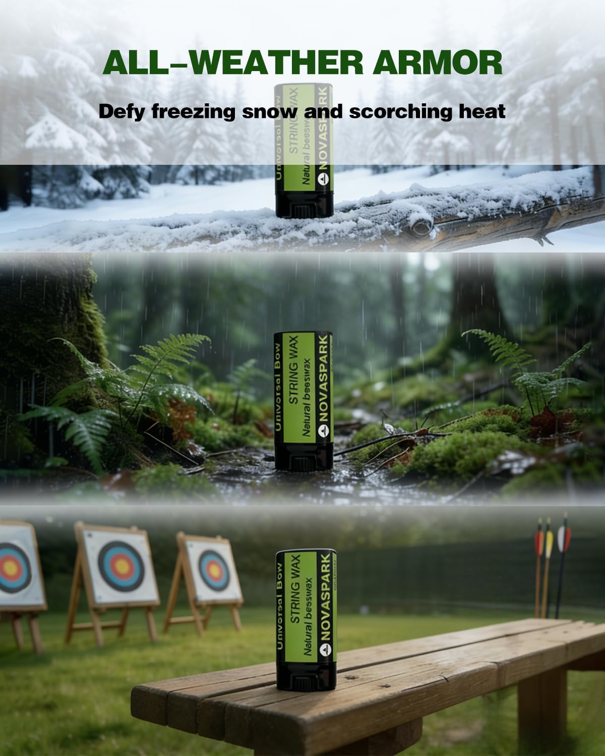 NOVASPARK Bow String Wax - Premium Beeswax Tube for Recurve & Compound Bows | Extends String Life, Waterproof, 15g