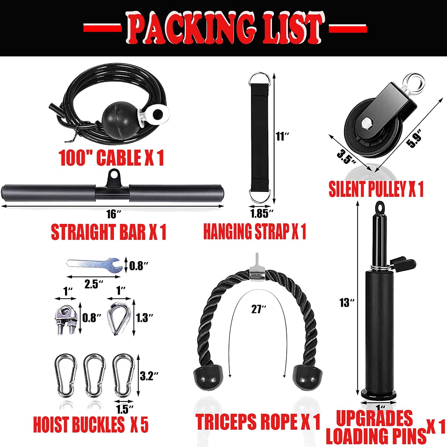 Monfasye Mtgluk Cable Pulley System Upgraded DIY LAT and Lift Weight Pulley Machine Attachment Home Gym Forearm Wrist Roller for Triceps Pull Downs Biceps Curl Forearm Shoulder (Cable 100''+ Sleeve)