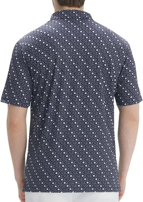 JIUYANG Men's Golf Polo Shirt - Moisture-Wicking, 4-Way Stretch, UPF 50+ | Casual Short Sleeve Print