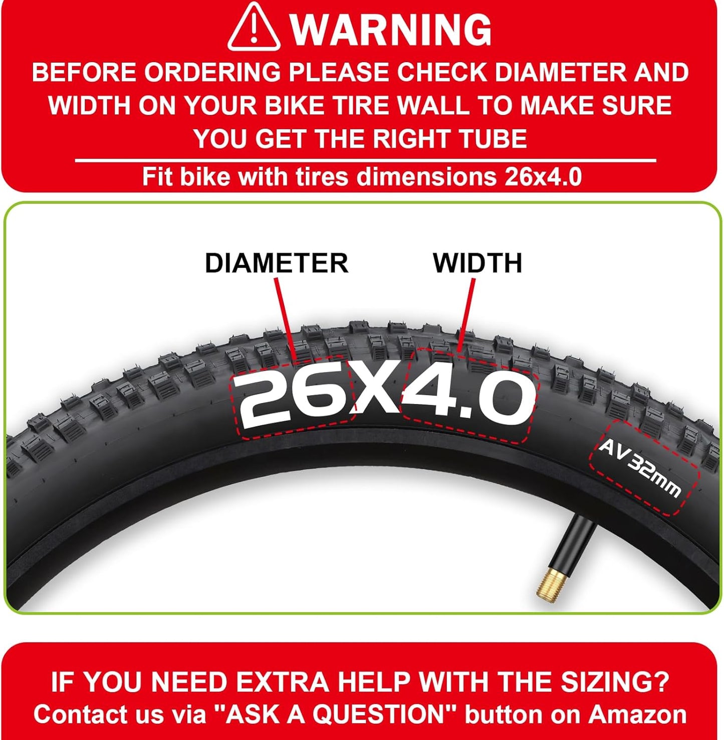 Skiennix Fat Tire Tubes - 20"/26" E-Bike Bicycle Tubes with AV 32mm Schrader Valve & 2 Tire Levers