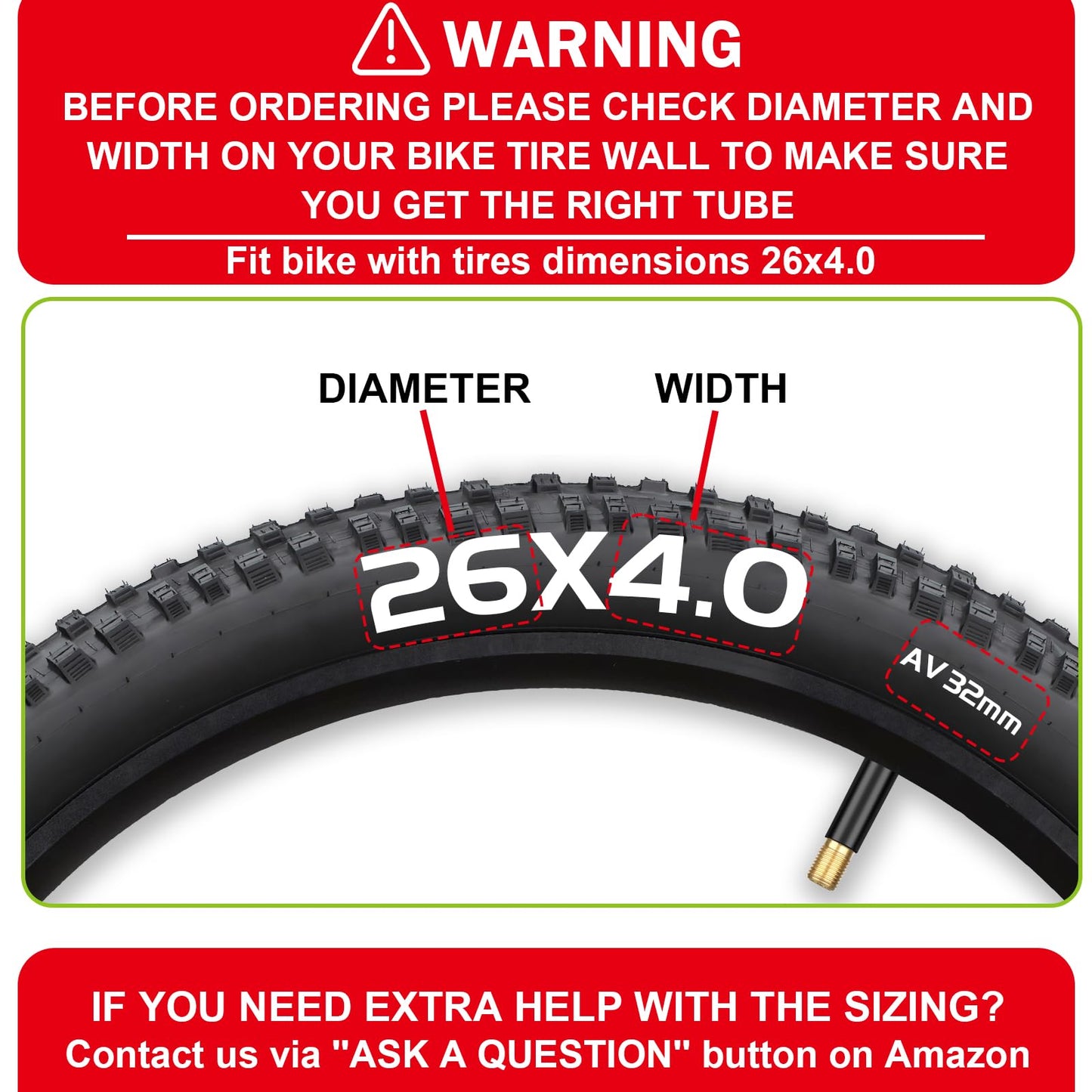 2 Pack 26x4.0 Fat Bike Tube, 26x3.5/4.0 E-Bike Fat Bicycle Inner Tube AV Schrader Valve with 2 Tire Levers, 26 x 4.0 Fat Tire Bike Inner Tubes for Ebike Electric Bicycle Road Mountain