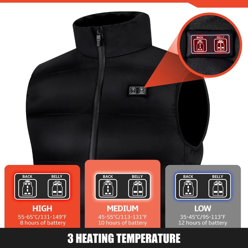 Moeput Heated Vest for Men Women, Lightweight Heated Jacket Electric Heated Vest with Battery Pack Included 16000mAh(L)